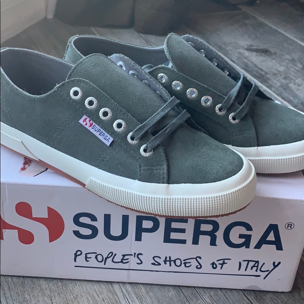 Superga Dark Grey Sueded shoes